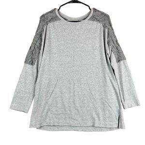 Evys Tree Womens Sweatshirt Gray Pullover Consuelo in Platinum Cable Knit M